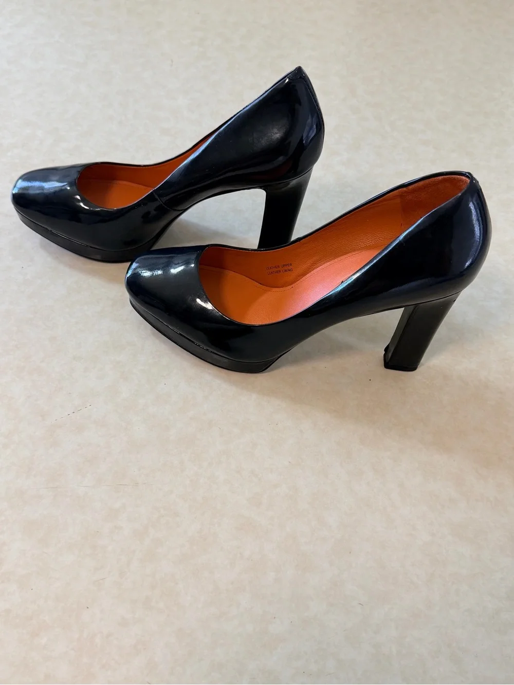 Via Spiga Navy Patent Leather Square-Toe Pumps